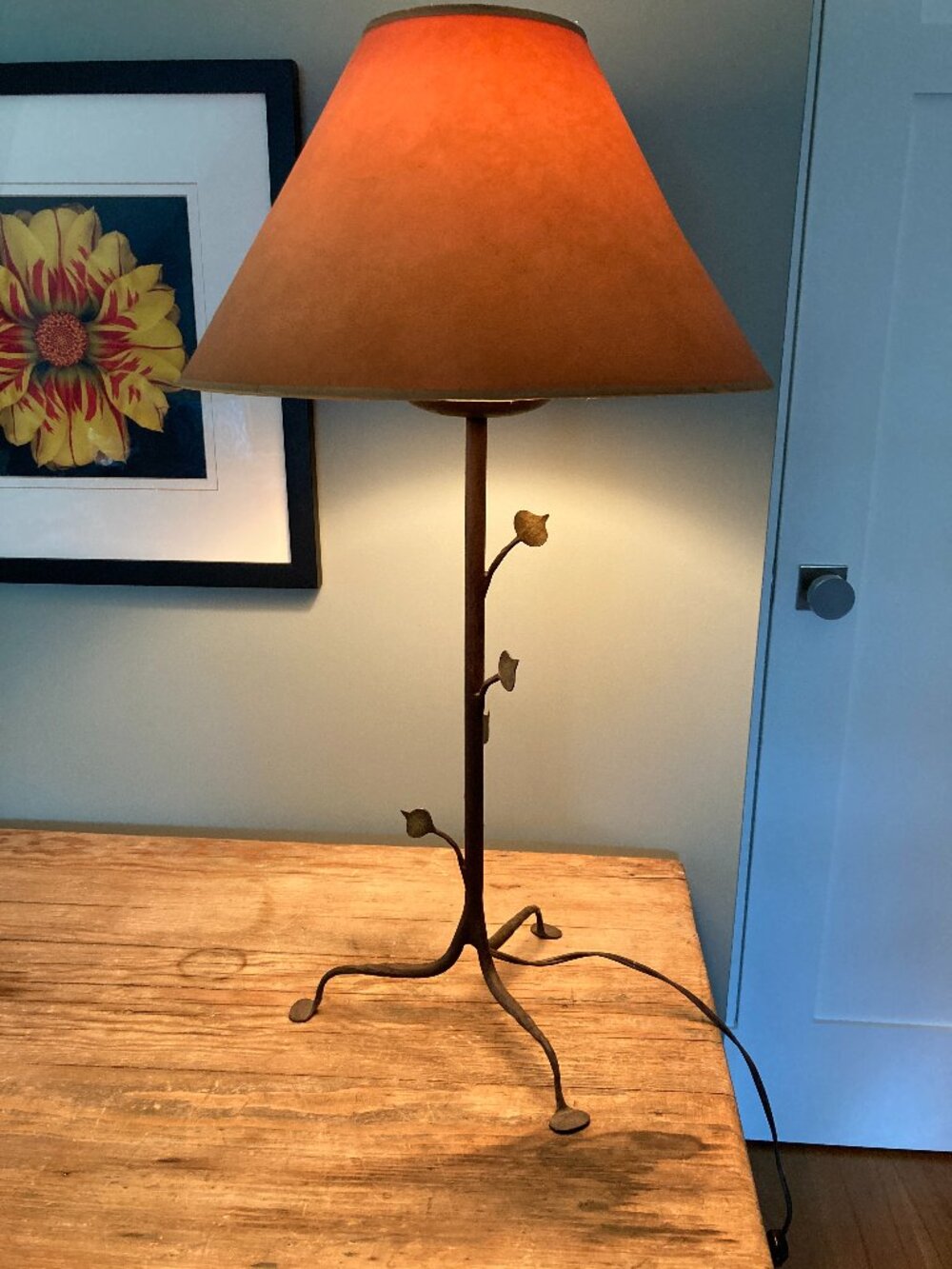 Table Lamp - Iron Leaf Motif - Made in France - Picture 2 of 12